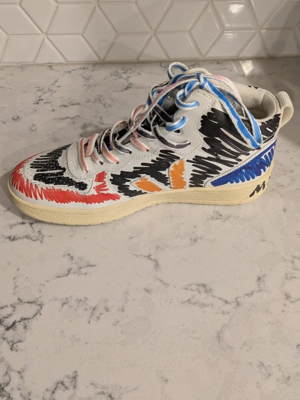 Marni x Veja V-15 High Multicolor Scribble VQ0202884B size 9